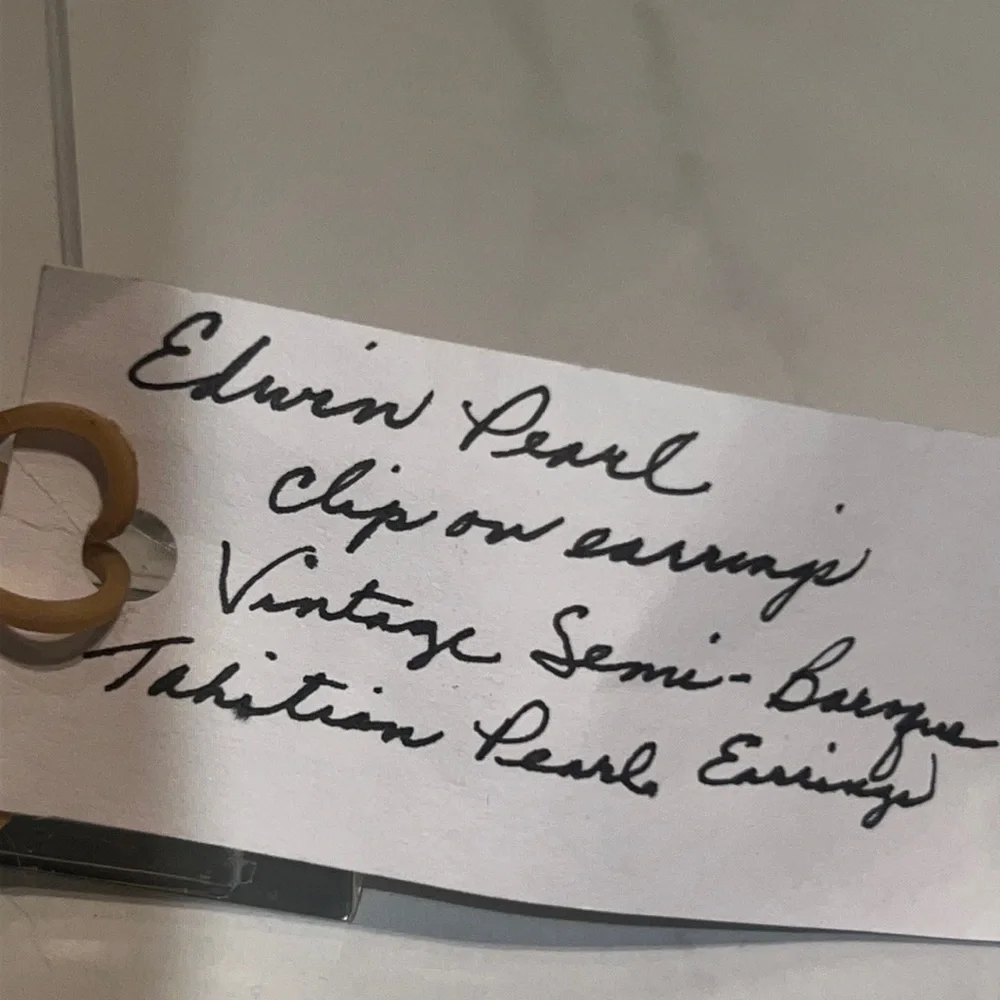 Erwin Pearl clip on earrings Vintage Semi-baroque Tahitian Pearl silver w/ blue - Picture 5 of 7